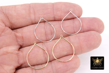 Silver Teardrop Hoop Ear Rings, 20 x 25 mm Silver Charms #737, Oval Gold Hoops High Quality Light Weight Wire Hoops Finding